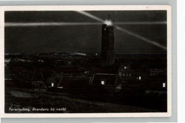 Terschelling Vuurtoren Brandaris bij Nacht st 1954