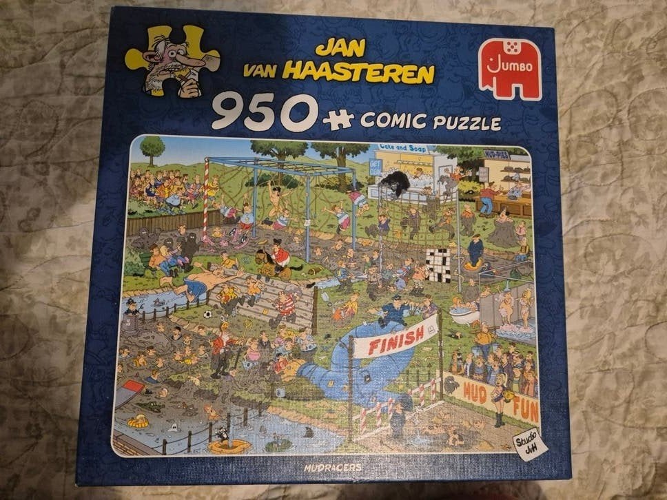 Jan van Haasteren Mudracers 950 stukjes Jumbo puzzel, Ophalen of Verzenden, 500 t/m 1500 stukjes, Gebruikt, Legpuzzel