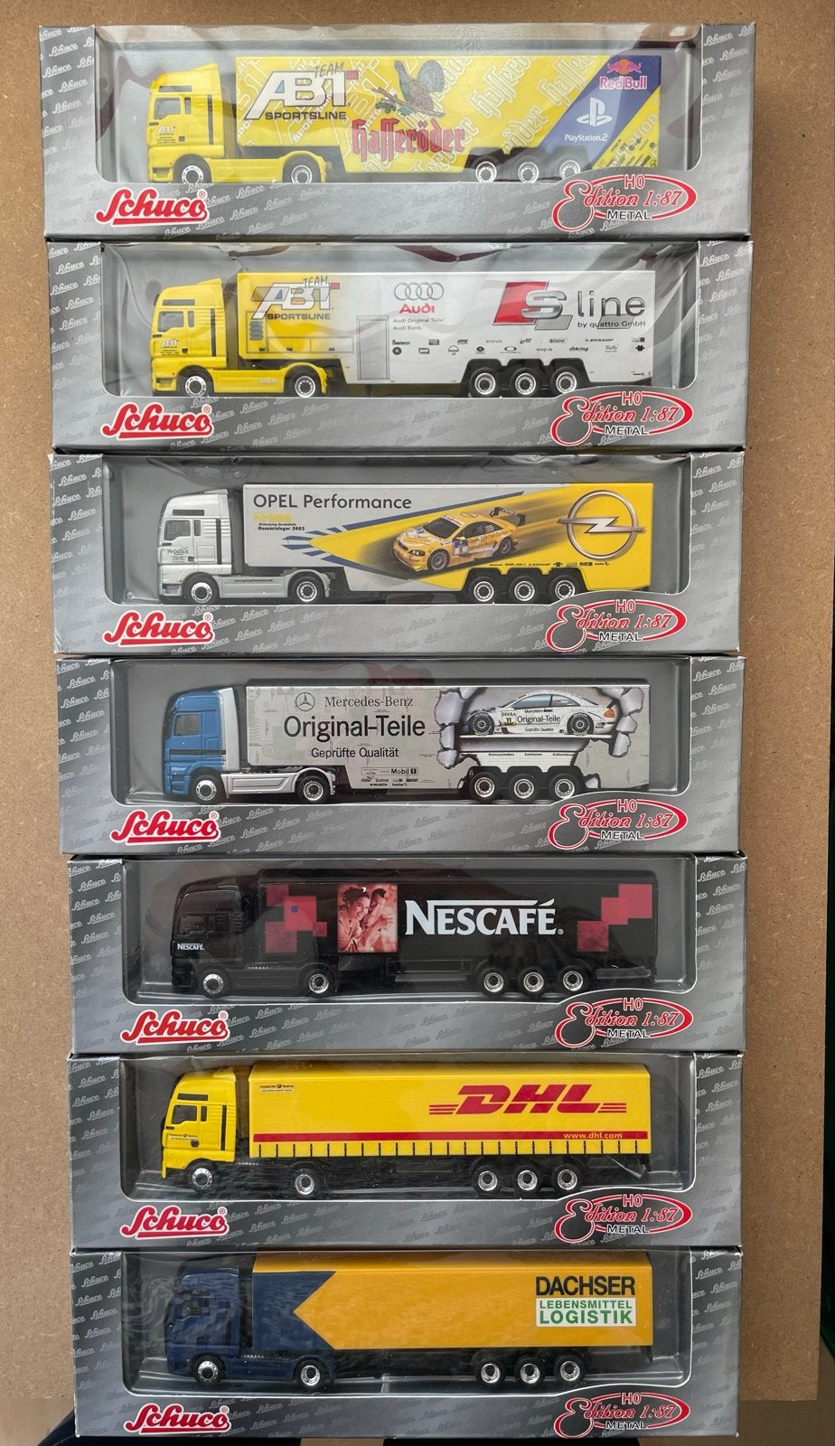 Zeven H0 Edition Metal vrachtwagens met ovp, Overige merken, Schuco, Gelijkstroom of Wisselstroom, Analoog