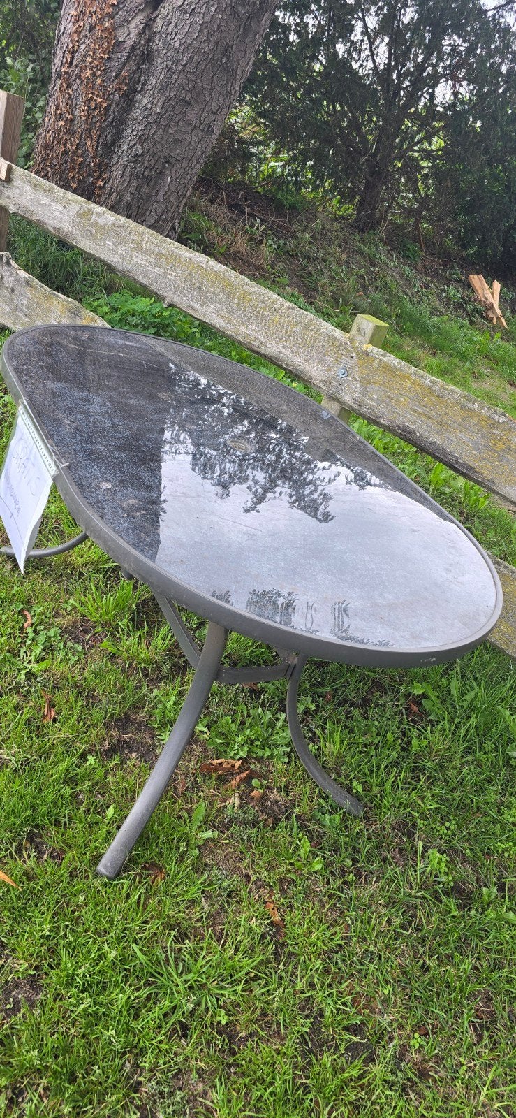GRATIS Glazen tuintafel 100x150 cm, Ophalen, Gebruikt, Rechthoekig, Overige materialen