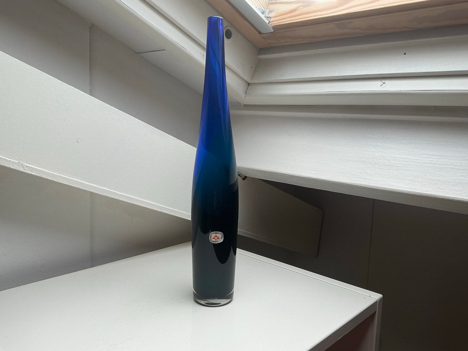 Leerdam Serica Meydam vaas, blauw glas, Ophalen of Verzenden