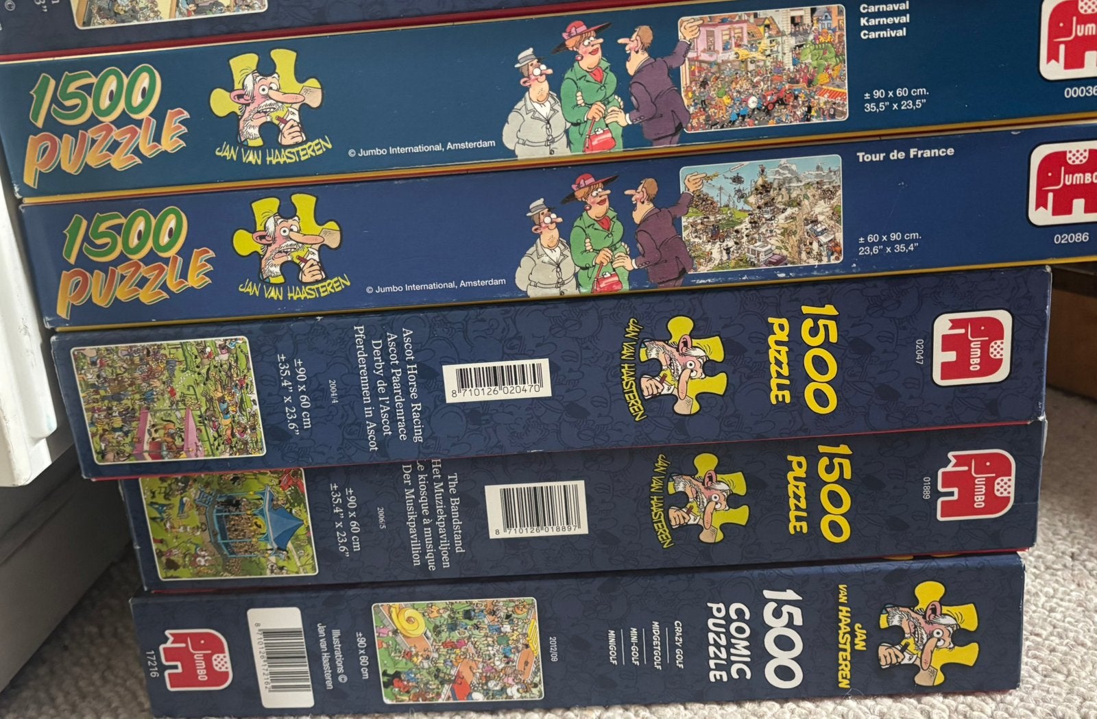 Per stuk €10 Jan van Haasteren 1500, Ophalen of Verzenden, 500 t/m 1500 stukjes, Zo goed als nieuw