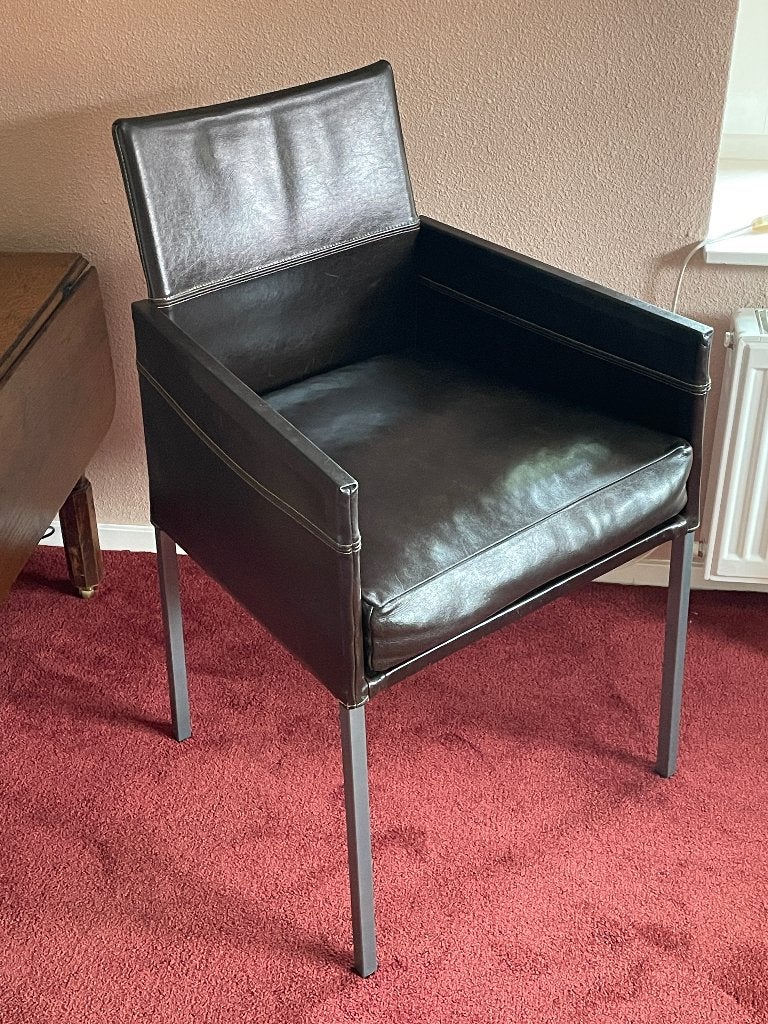 Eetkamerstoelen, leer, vier stuks, bruin, Ophalen, Gebruikt, Bruin, Leer