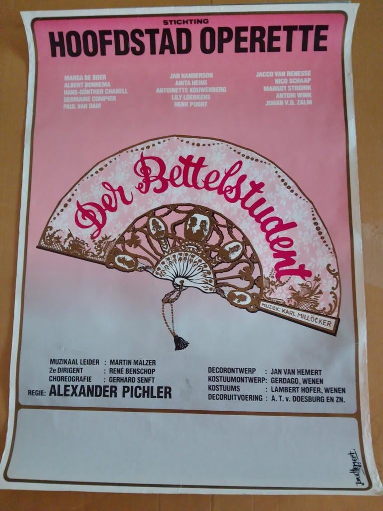 Poster Stichting Hoofdstad Operette Der Bettelstudent, Verzamelen, Ophalen of Verzenden, A1 t/m A3, Muziek, Rechthoekig Staand