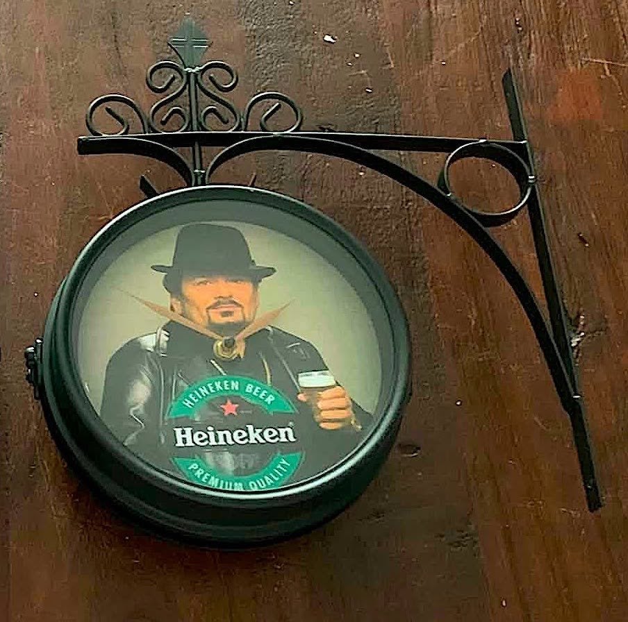 Andre Hazes Heineken cafe klok Beide zijde uurwerk, Huis en Inrichting, Analoog, Ophalen of Verzenden, Wandklok, Meerkleurig