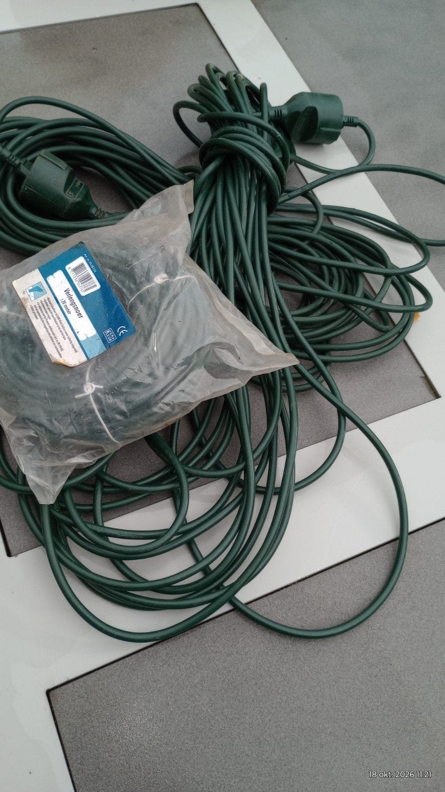 3x Verlengsnoer 20 Meter, Dubbel Geïsoleerd, 2300W, Ophalen of Verzenden, Kabel of Snoer
