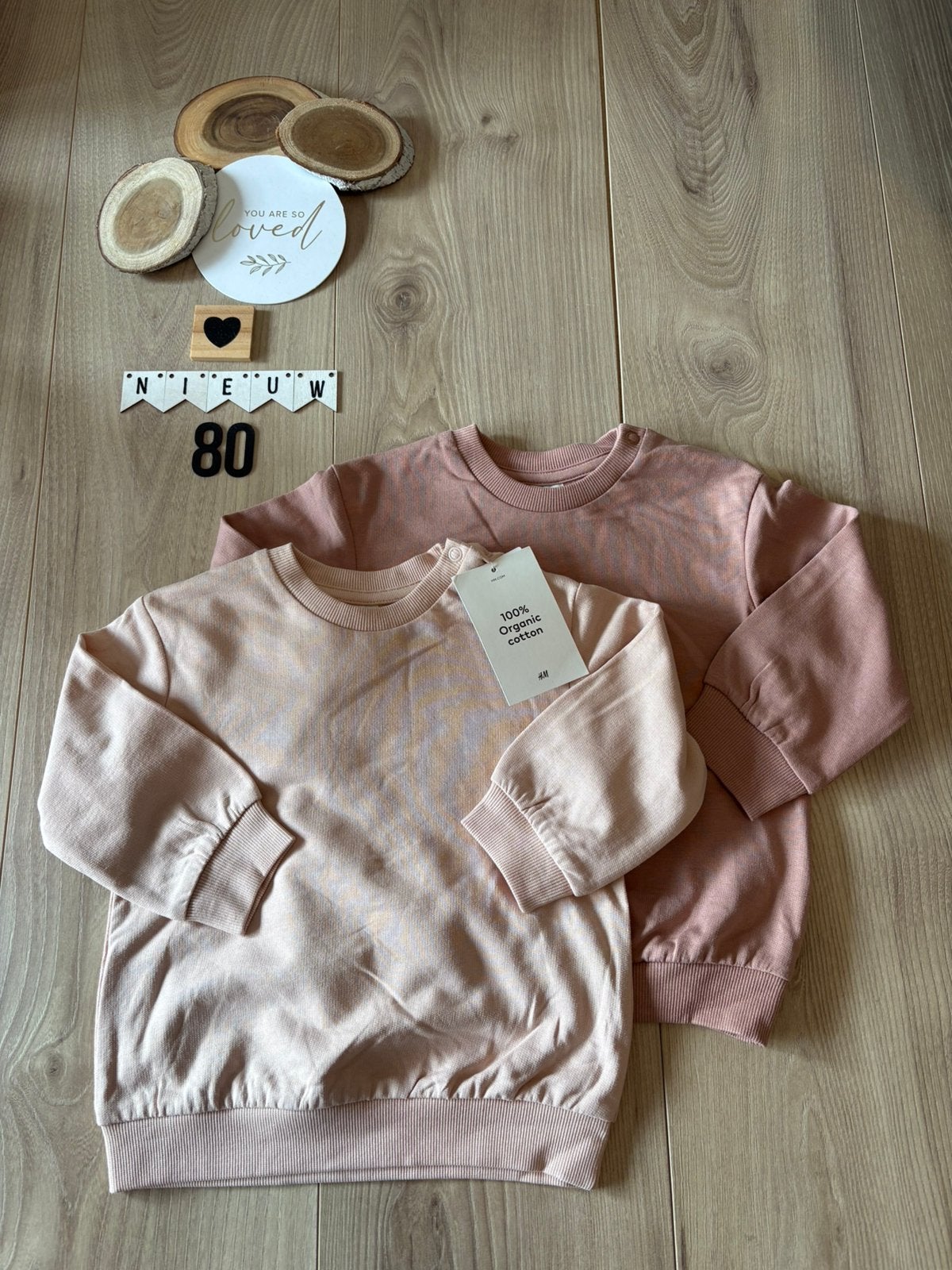 Baby meisje h&m setje trui 2x roze, licht roze maat 80, Ophalen of Verzenden, Nieuw, Meisje, Truitje of Vestje