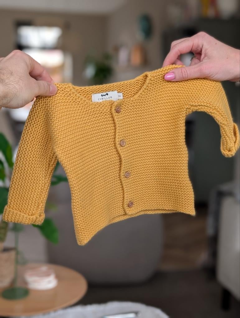 Geel vestje Cyrillus Paris baby 3 maanden, Ophalen of Verzenden, Zo goed als nieuw, Cyrillus Paris, Jongetje of Meisje