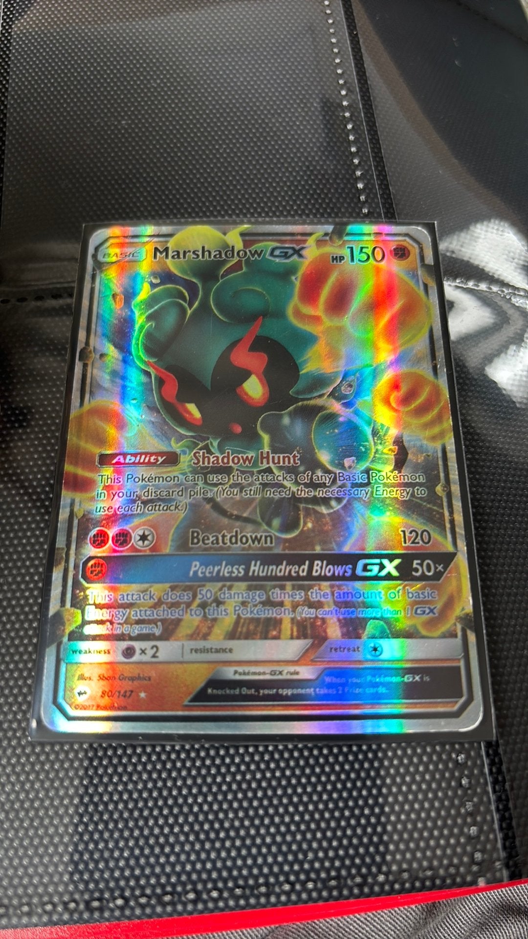 Marshadow GX 80/147 in shrouded fabke sleev, Hobby en Vrije tijd, Verzamelkaartspellen | Pokémon, Verzenden, Nieuw, Losse kaart