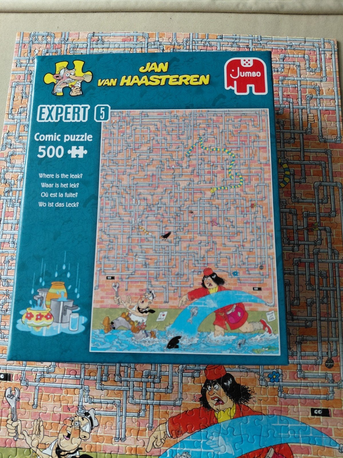 Jan van Haasteren Expert Waar is het lek, 500 stukjes, Ophalen, 500 t/m 1500 stukjes, Zo goed als nieuw, Legpuzzel