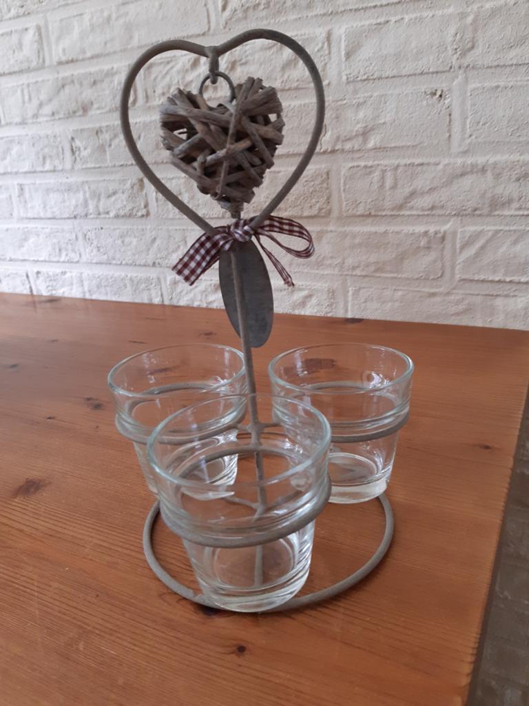 Kleine glazen potjes in standaard, Ophalen of Verzenden