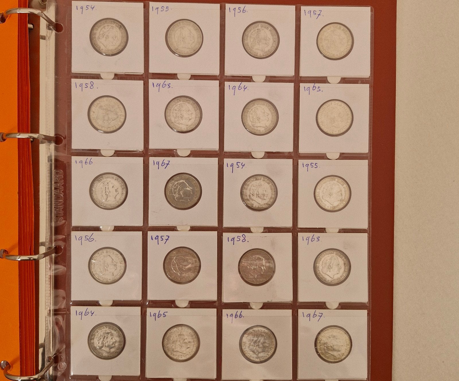 Complete serie van 20 zilveren guldens, 1 gulden, Koningin Juliana, Setje, Zilver