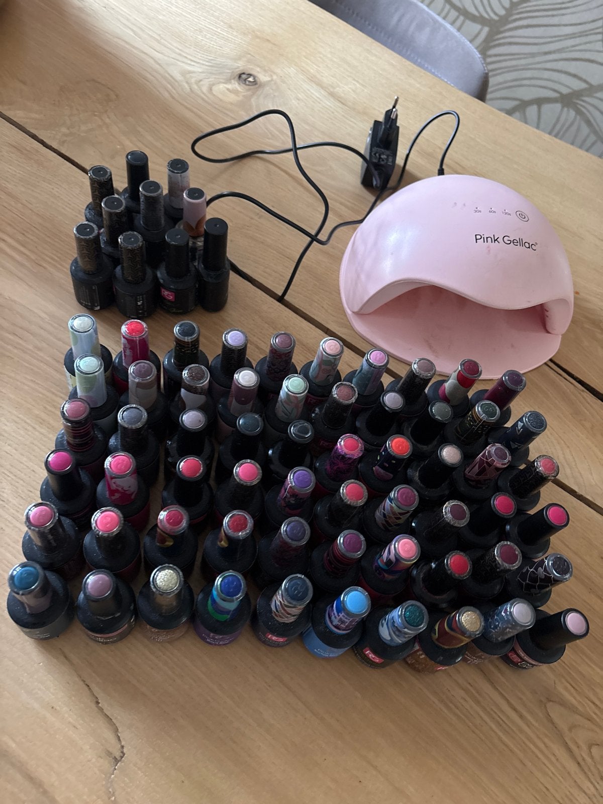 Pink Gellac set: 60 kleuren + UV/LED lamp, Ophalen of Verzenden, Gebruikt, Overige typen