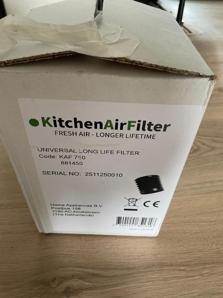 KitchenAirFilter Universeel Koolstoffilter KAF 750, Minder dan 200 m³ per uur, Overige typen, Nieuw, Ophalen of Verzenden