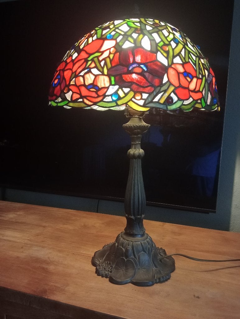 Grote  vintage Tiffany tafellamp 65 x 40, Ophalen, Zo goed als nieuw, Glas, 50 tot 75 cm