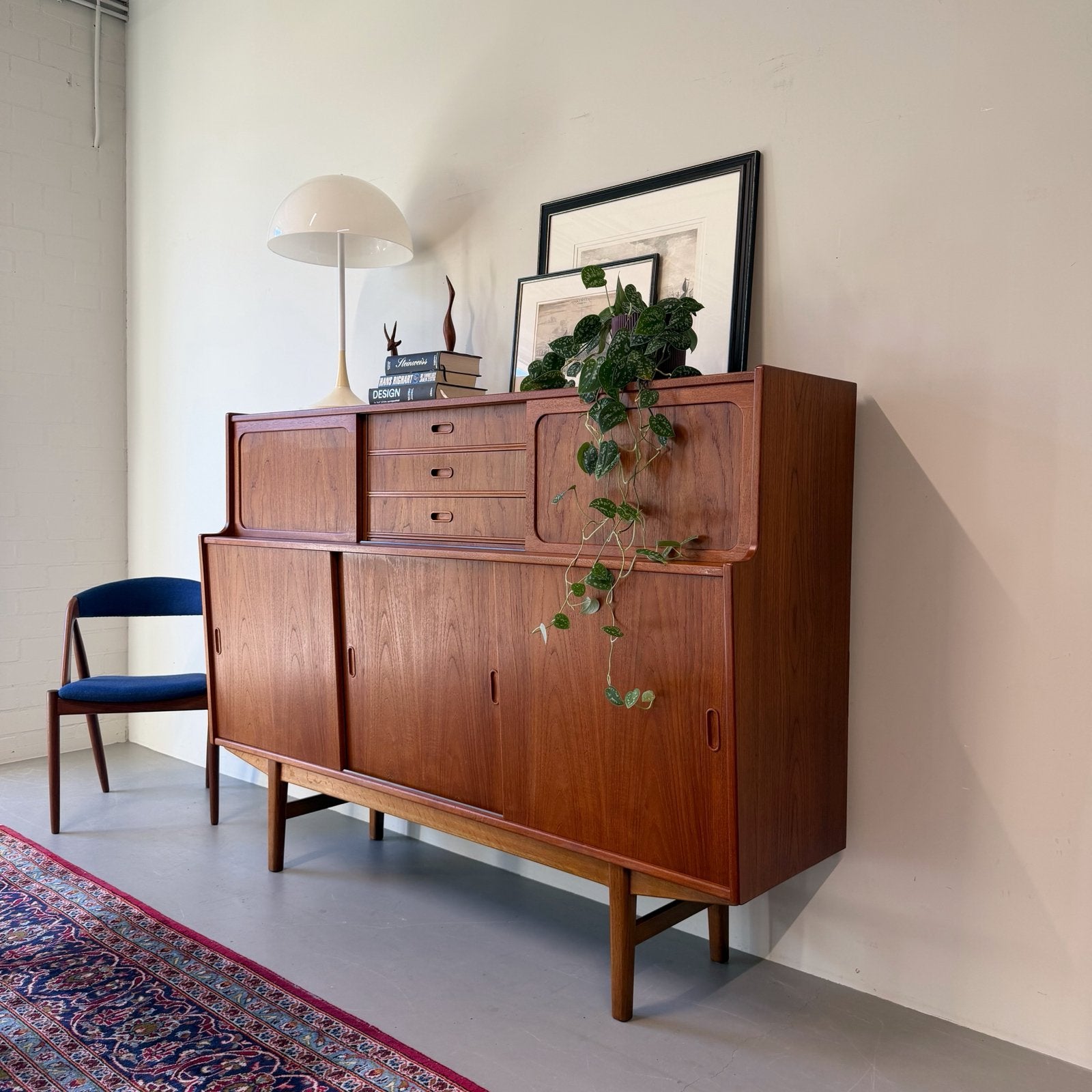 Vintage highboard, Deens 2/2, Huis en Inrichting, Gebruikt, ., 150 tot 200 cm, Ophalen of Verzenden