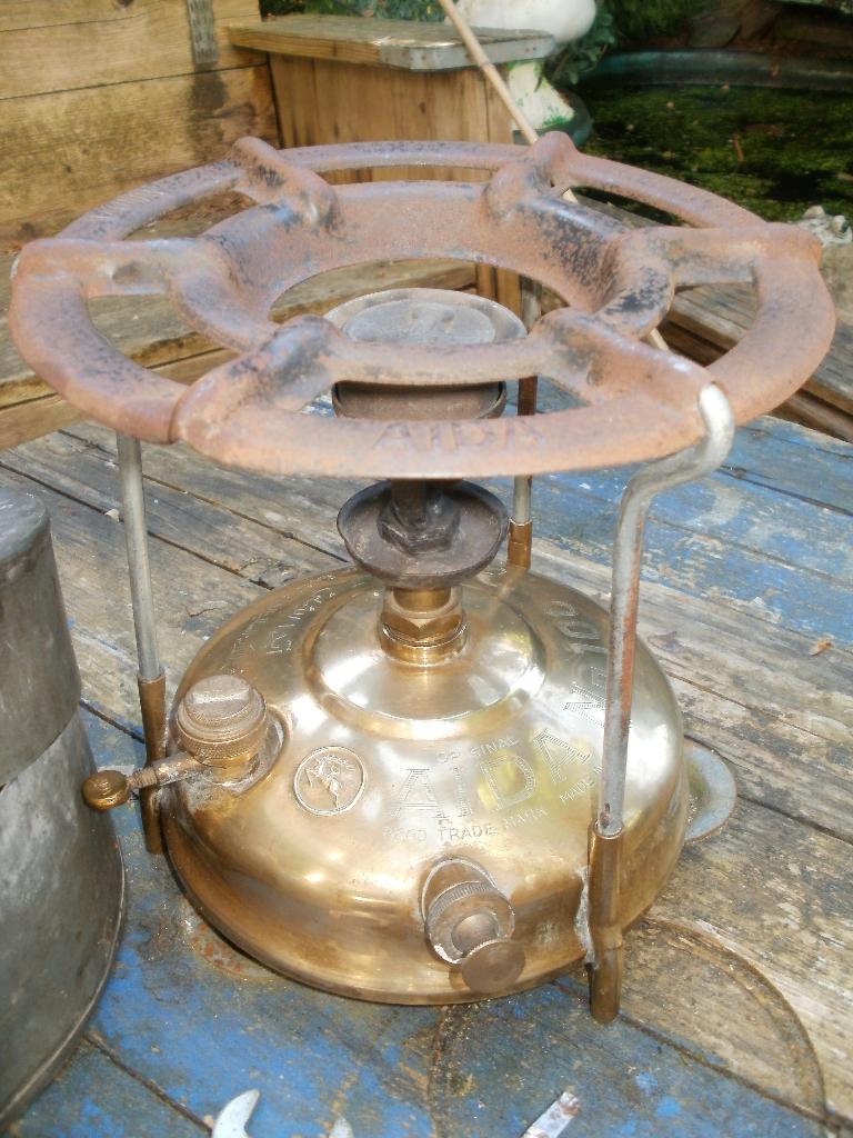Aida 100 petroleum/spiritus brander met rond blik, Ophalen of Verzenden