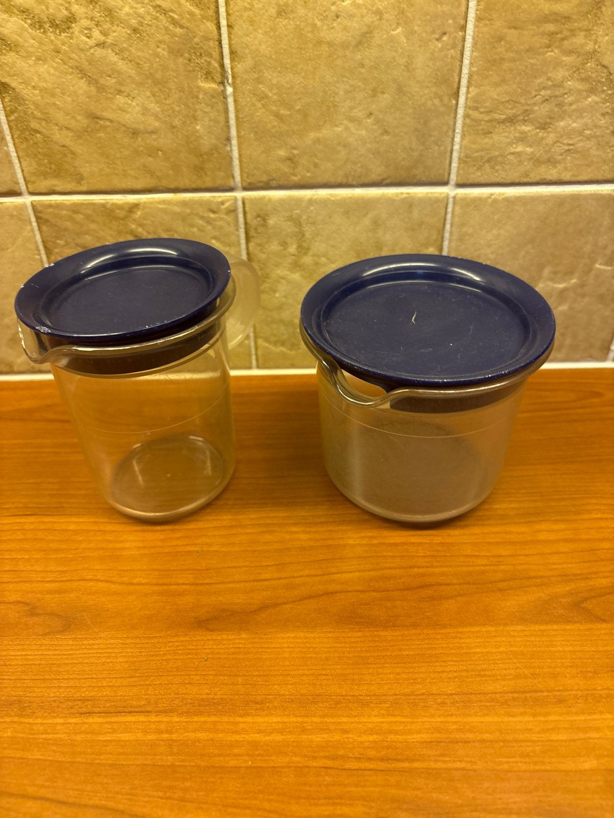 Tupperware suiker en melk setje, Ophalen, Gebruikt, Blauw, Beker of Kan