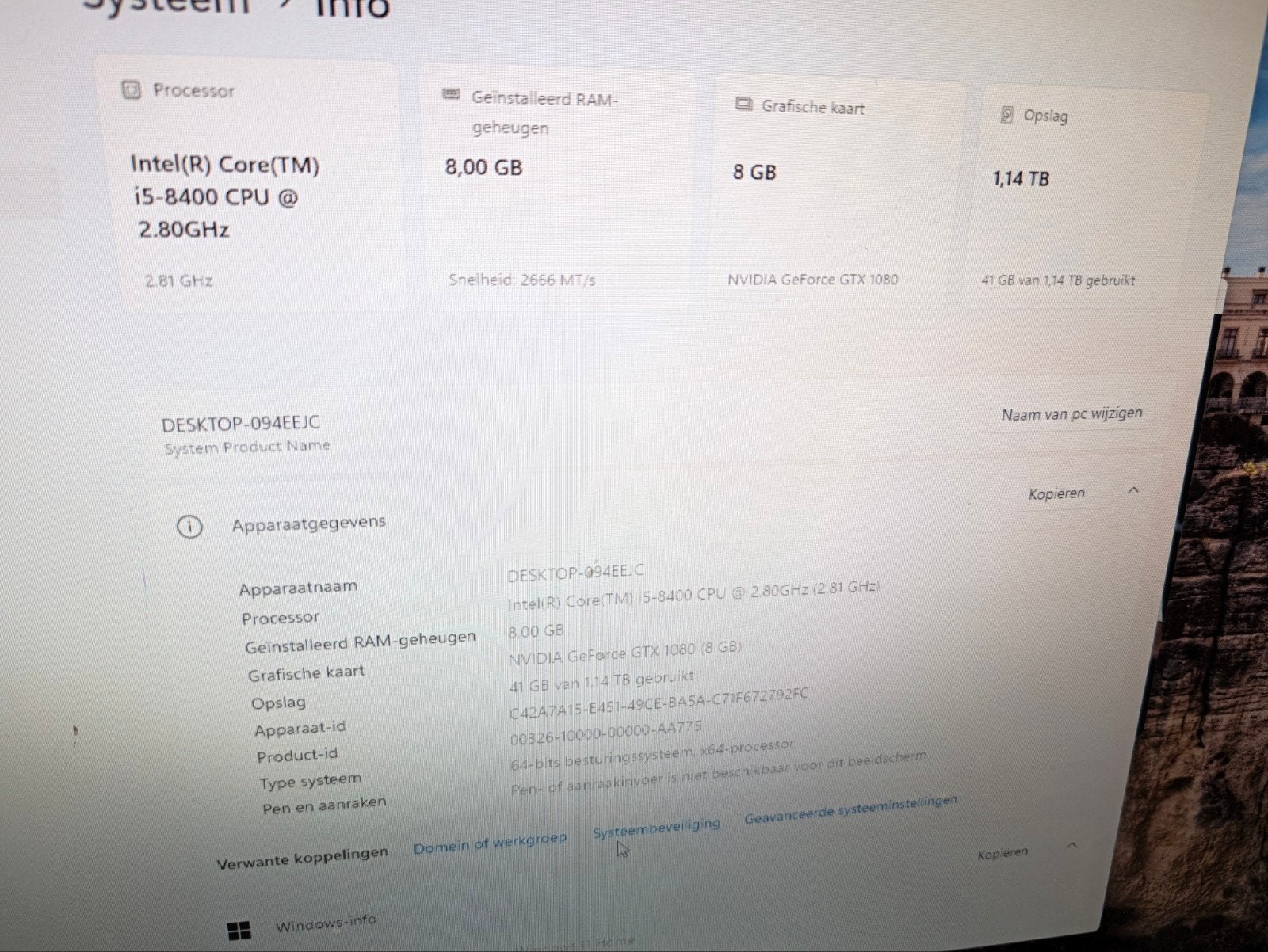 Gaming PC met Intel i5-8400, GTX1080, 8GB RAM, 1.14TB opslag, Computers en Software, Gebruikt, HDD, 2 tot 3 Ghz, Onbekend