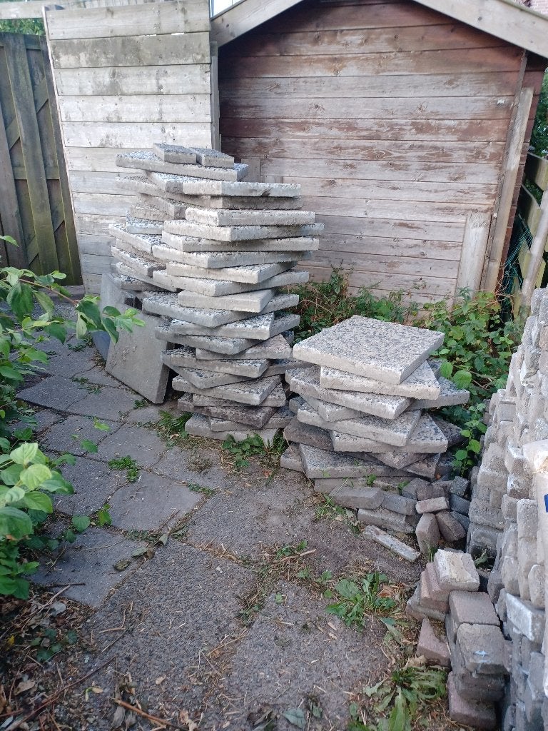 grindtegels zwart wit, Tuin en Terras, Tegels en Klinkers, Ophalen, Gebruikt, 10 m² of meer, Beton