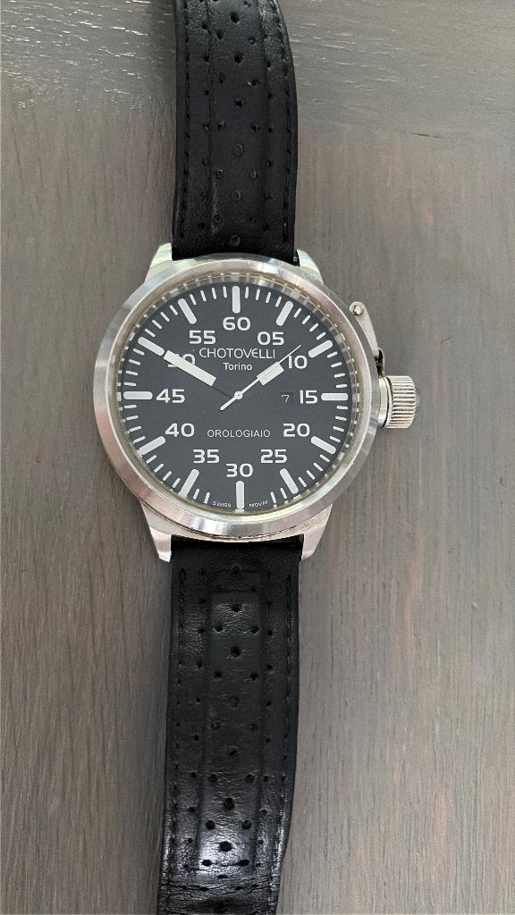 CHOTOVELLI TORINO PILOT HERENHORLOGE - WD014, Staal, Polshorloge, Ophalen of Verzenden, X