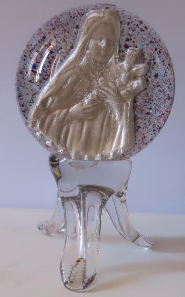 Antieke glazen presse-papier met Sint Theresia ca 1880, incl, Antiek en Kunst, Verzenden
