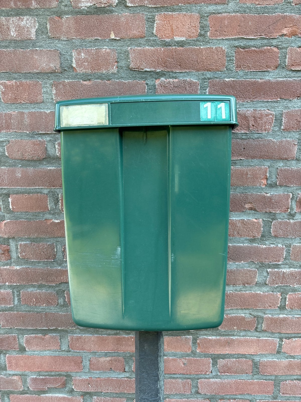 Groene PTT  brievenbus met paal - Gebruikt, Ophalen, Gebruikt, Kunststof, Staande brievenbus