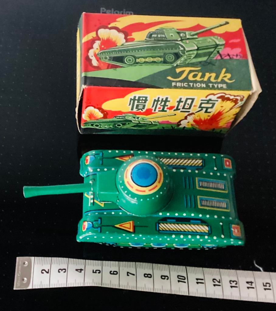 Frictie 1960’s kleine blikken legertank MF 074,China,OV, Ophalen