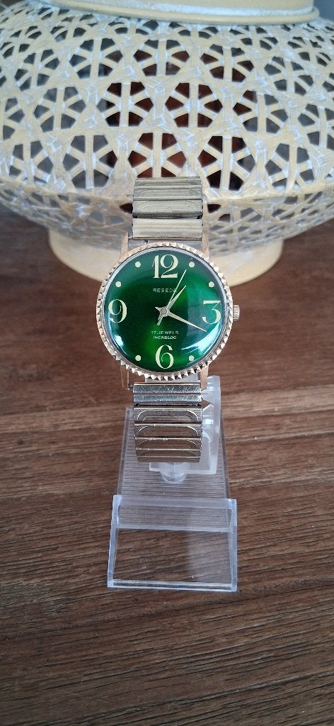 Zeldzaam Reseda herenhorloge (vintage)., Overige merken, Gebruikt, Polshorloge, Ophalen of Verzenden
