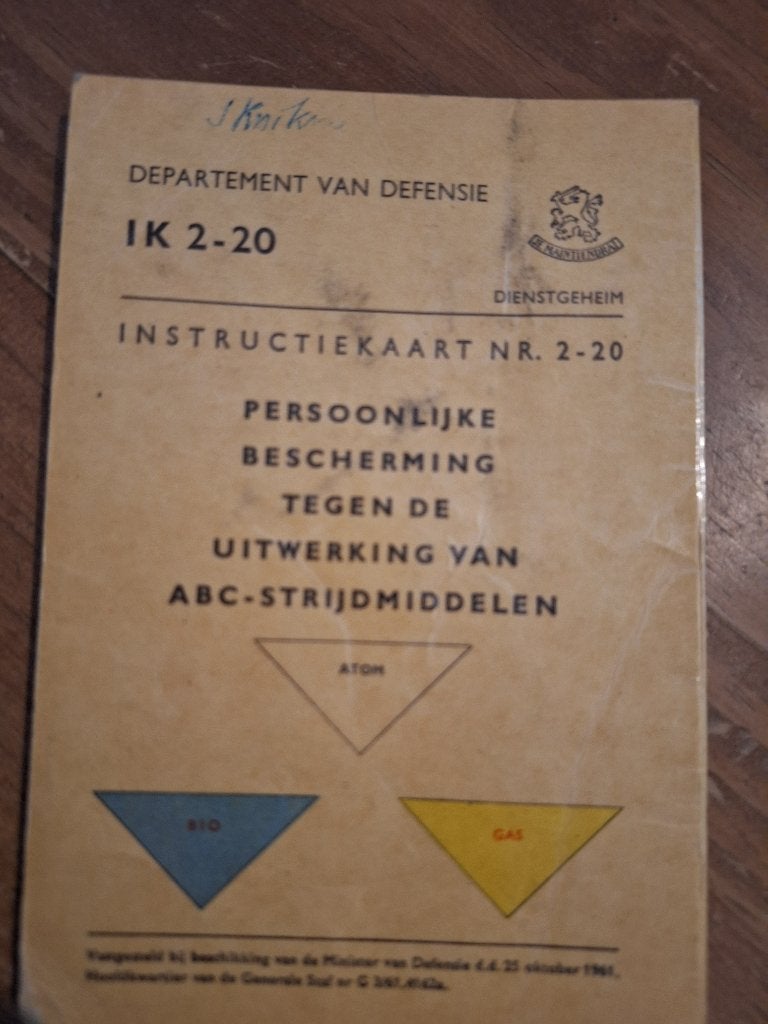 IK 2-20 Insctructiekaart nr 2-20 Instructiekaart ABC-Strijdm, Verzamelen, Ophalen of Verzenden, Landmacht, Nederland, Boek of Tijdschrift