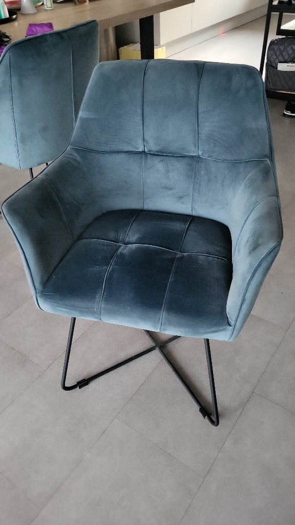 Eetstoelen 6x, Ophalen, Gebruikt, Blauw, Stof