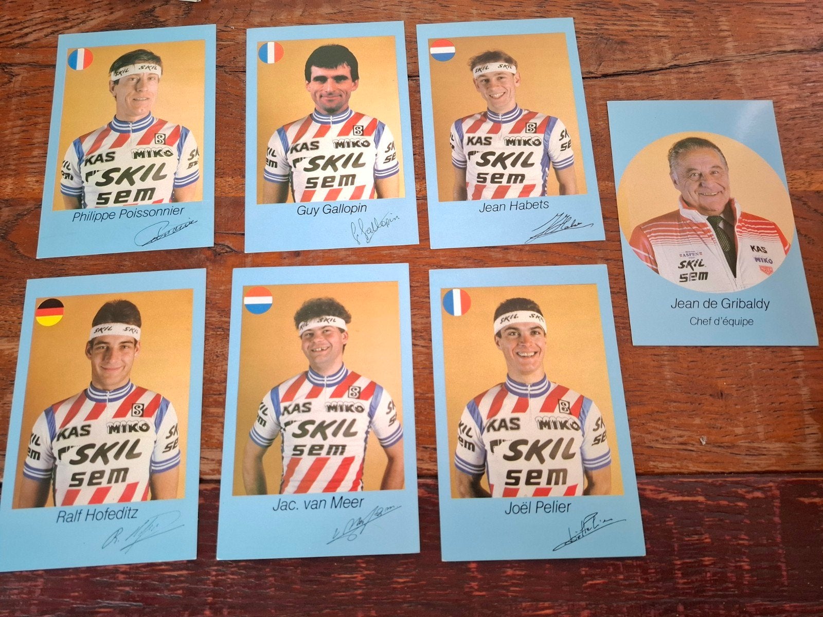 Vintage Wielerkaarten Skil-Sem-Kas-Miko 1985 (7 stuks), Verzamelen, Verzenden