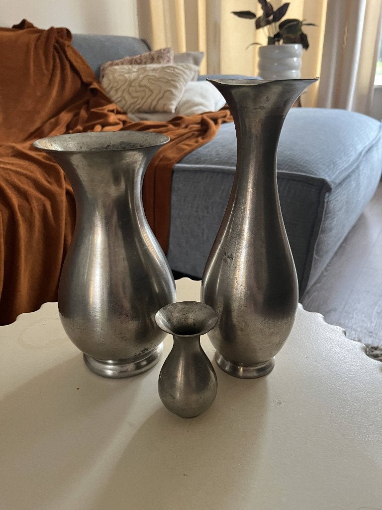 Set vintage tinnen vazen, Ophalen