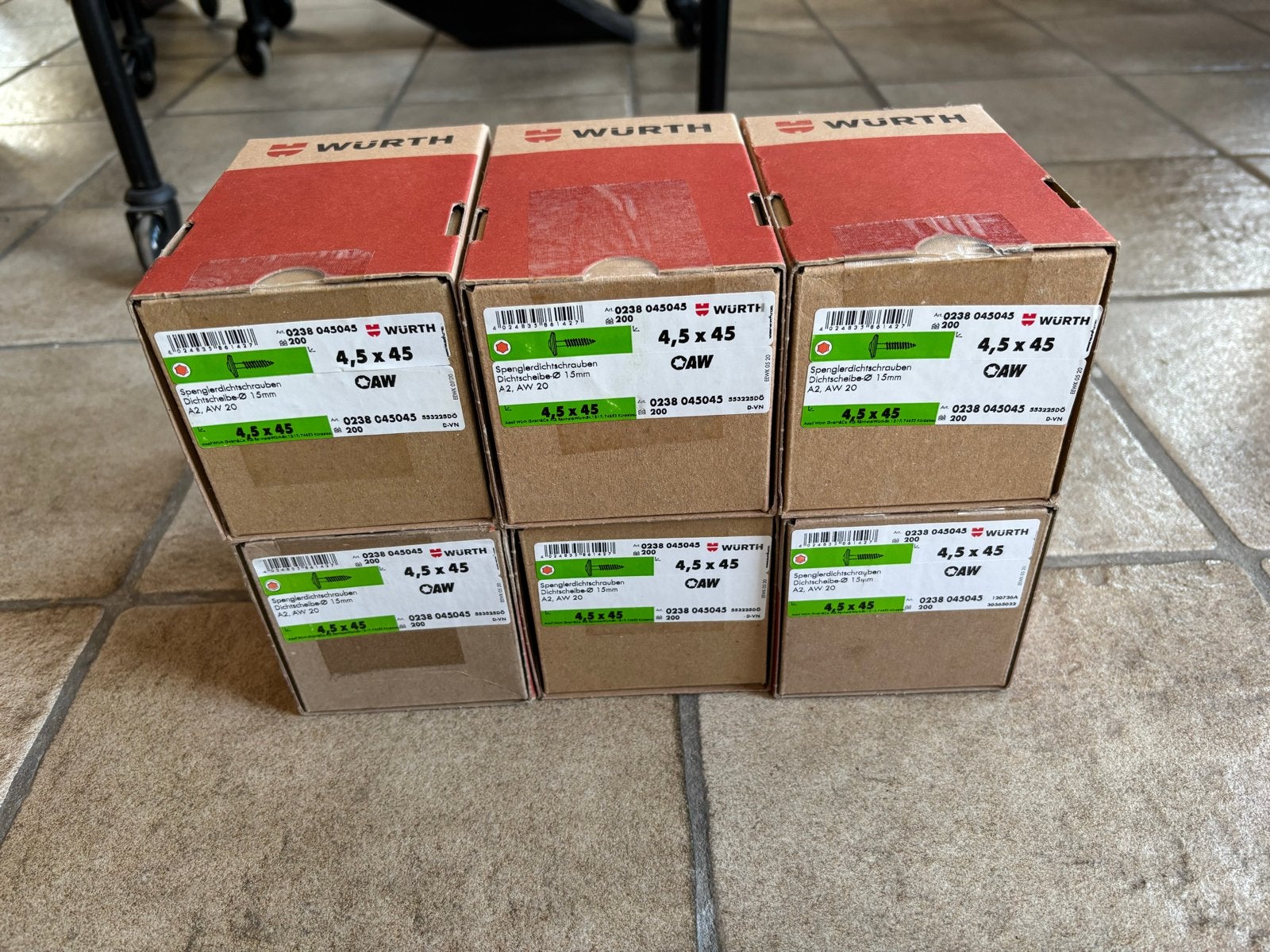 WURTH RVS Dakpan Schroeven 4.5x45mm - Nieuw in doos, Doe-het-zelf en Verbouw, Schroeven, Nieuw, Ophalen of Verzenden, Minder dan 50 mm