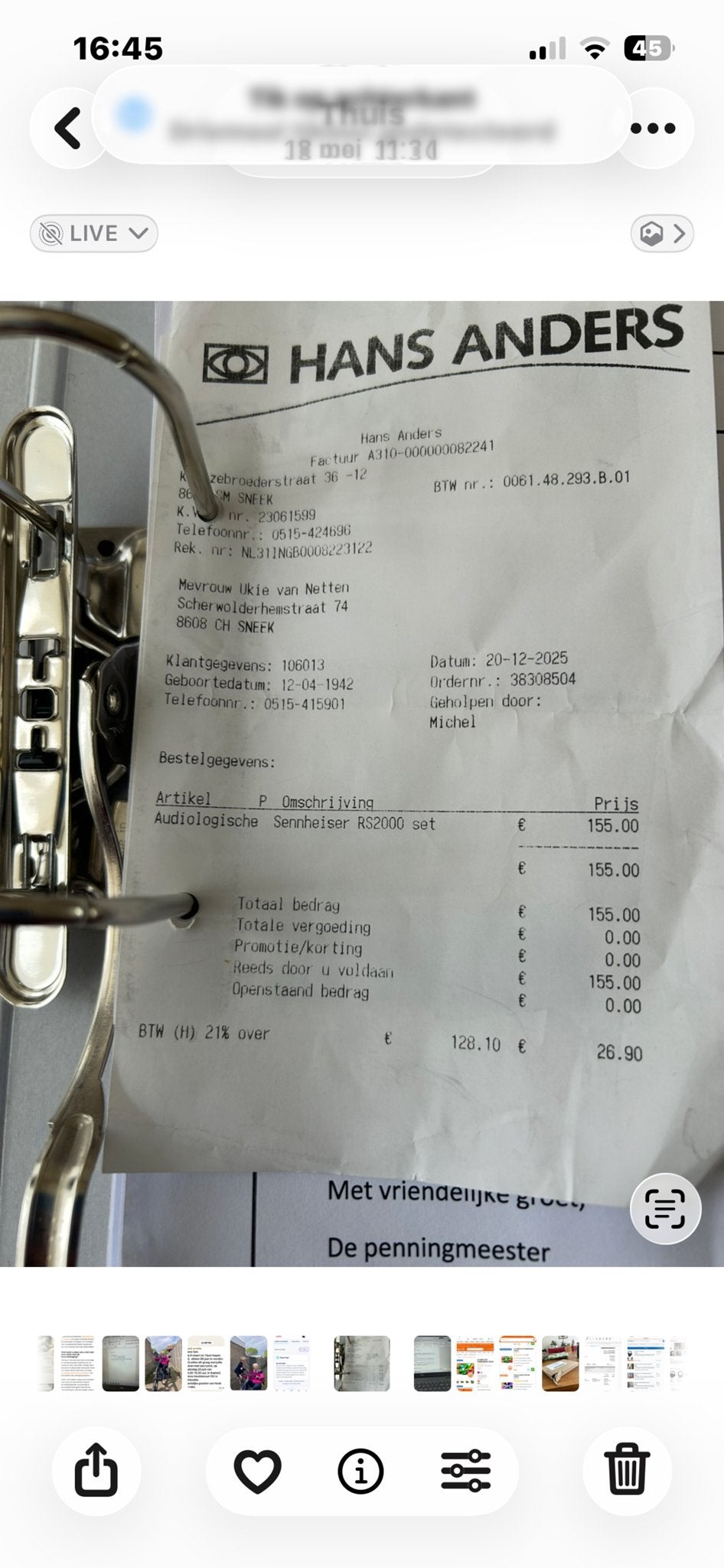 Sennheiser RS 2000 Draadloze TV Hoofdtelefoon - Zo goed als, Sennheiser, Ophalen of Verzenden, Zo goed als nieuw, Over-ear