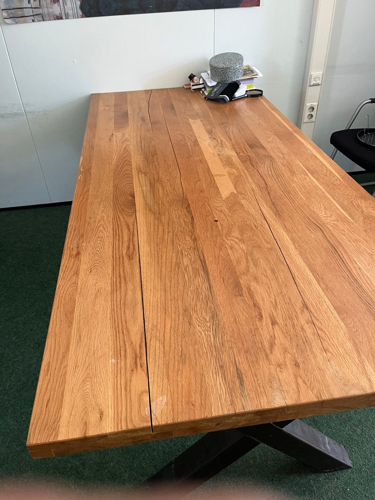 Schitterende eettafel massief eiken, Huis en Inrichting, Tafels | Eettafels, Ophalen, Strak, 100 tot 150 cm, Eikenhout