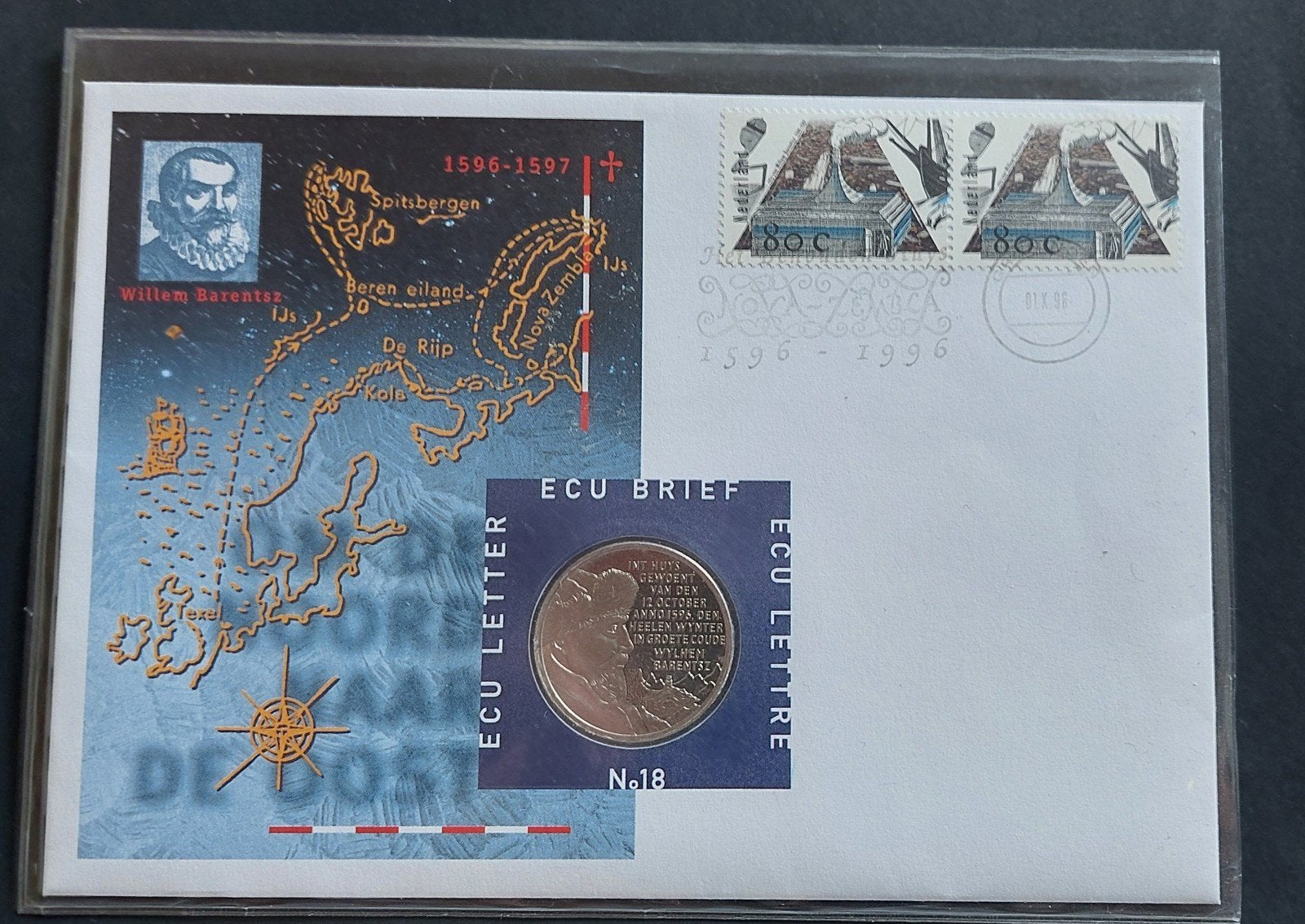 Ecubrief 18 Willem Barentsz 1596-1996, Ophalen of Verzenden