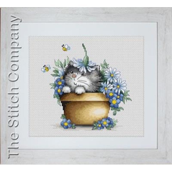 Borduurpakket Kitten in flowers B1048, Hobby en Vrije tijd, ., Nieuw, Ophalen of Verzenden, .