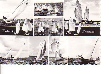 Ansichtkaart 	Friesland	Zeilsport	8-luik, Verzenden, 1960 tot 1980, Gelopen, Friesland