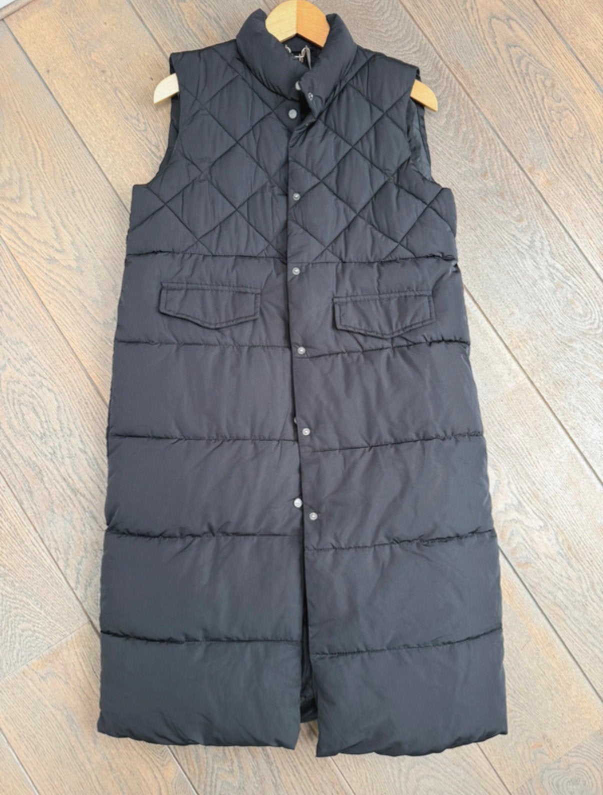 ONLY zwarte Quilted Long Waistcoat/Lange Bodywarmer, mt M!, Ophalen of Verzenden, Zo goed als nieuw, Maat 38/40 (M), Zwart