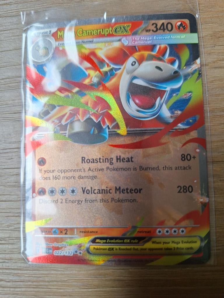 Pokémon Kaart: M Camerupt EX 022/132 (Foil), Ophalen of Verzenden, Zo goed als nieuw, Losse kaart, Foil