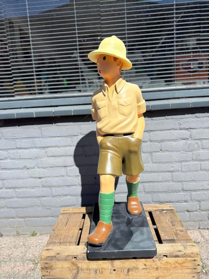 Grote Kuifje beeld figuur - Safari outfit Congo, Ophalen, Beeldje of Figuurtje, ., Zo goed als nieuw