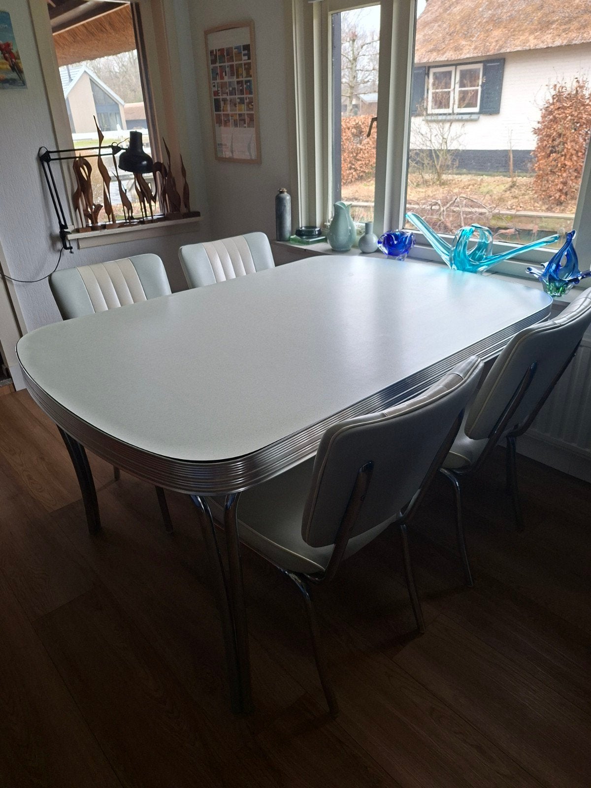 Bel Air tafel met 4 stoelen - Retro diner set, Ophalen, Gebruikt, 100 tot 150 cm, Retro, Diner, Jaren '50