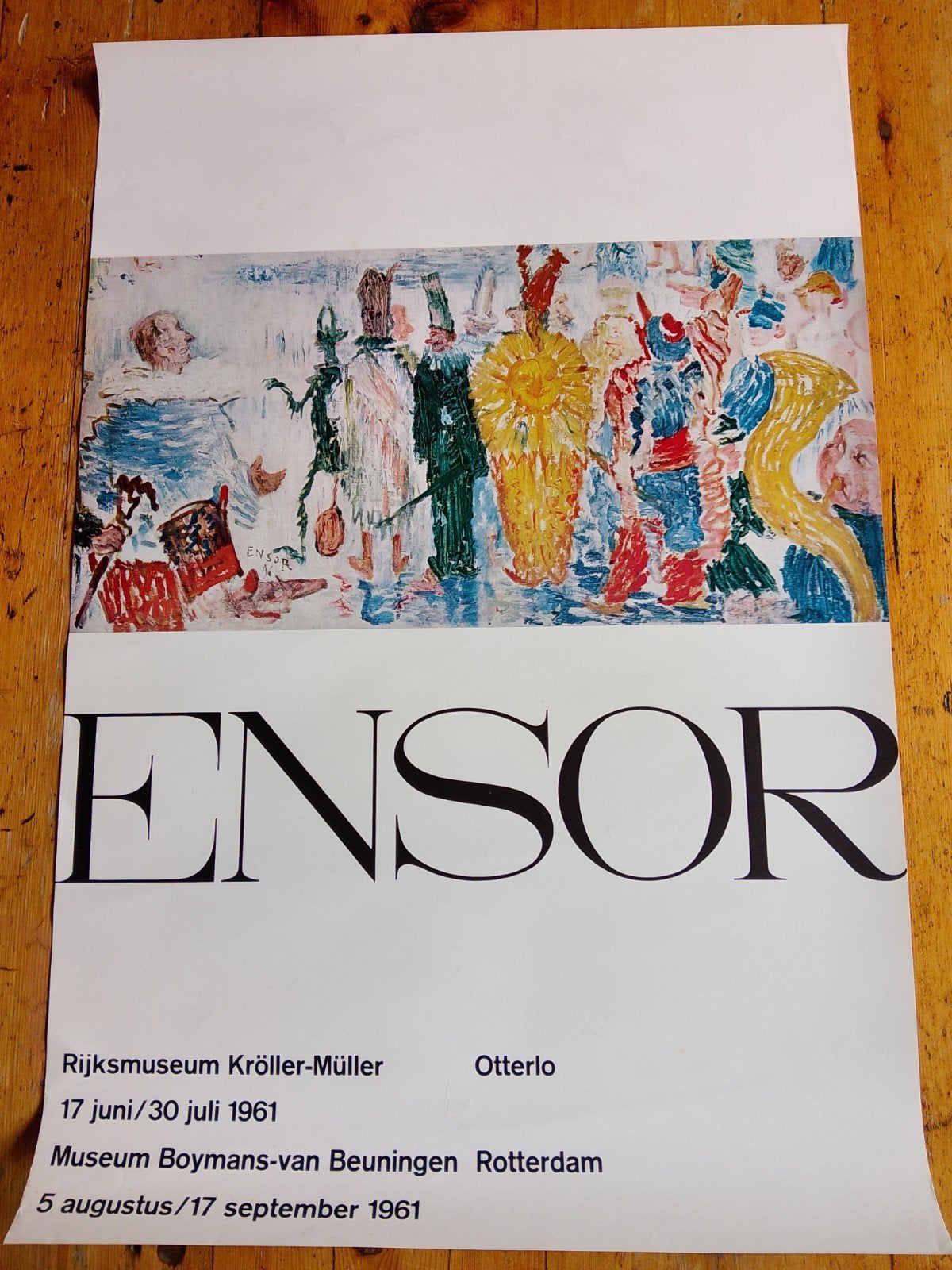 Vintage Ensor Tentoonstellingsposter 1961, Ophalen of Verzenden, A1 t/m A3, Overige onderwerpen, Rechthoekig Staand
