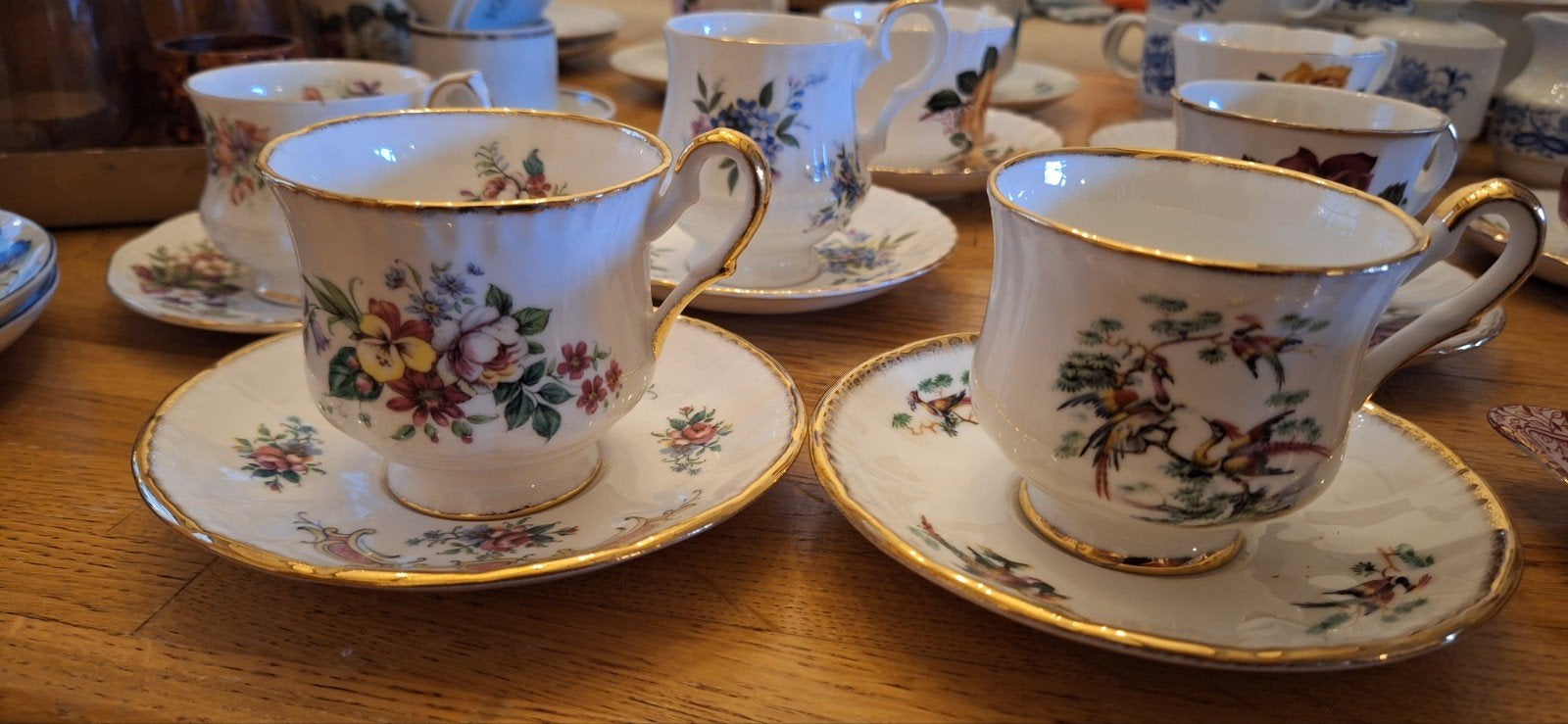 Set van 4 Priory Dale & Royal Windsor theekopjes, Ophalen of Verzenden