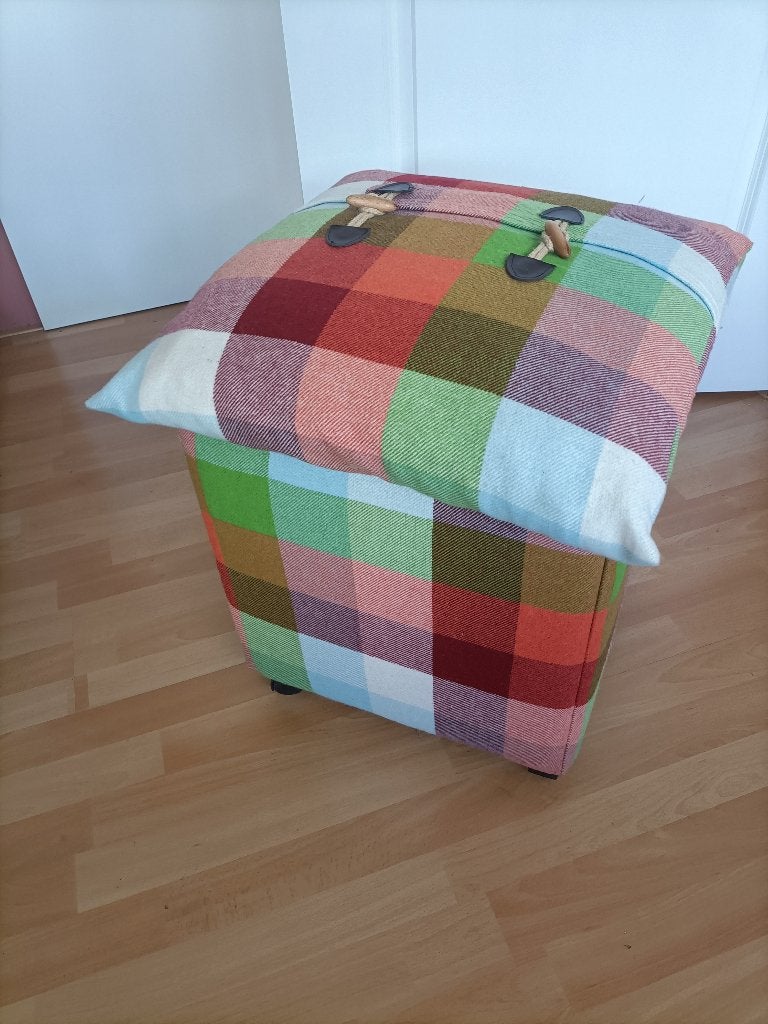Vintage poef, Huis en Inrichting, Woonaccessoires | Kussens, Ophalen, Meerkleurig, Vierkant, Nieuw