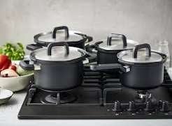 BK Pannenset 8delig zwart Flow Cook PFAS vrij, BK, Nieuw, Pannenset, Ophalen of Verzenden