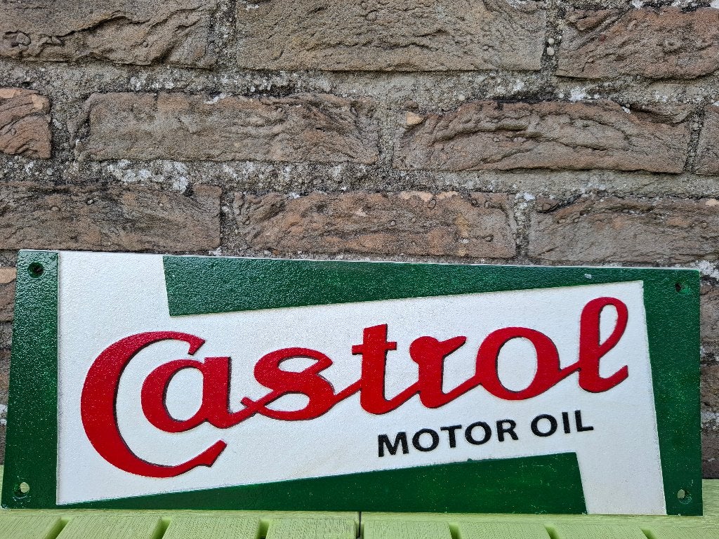 Gietijzeren reclamebord Castrol motor olie, Verzamelen, Ophalen of Verzenden, Nieuw, Auto's