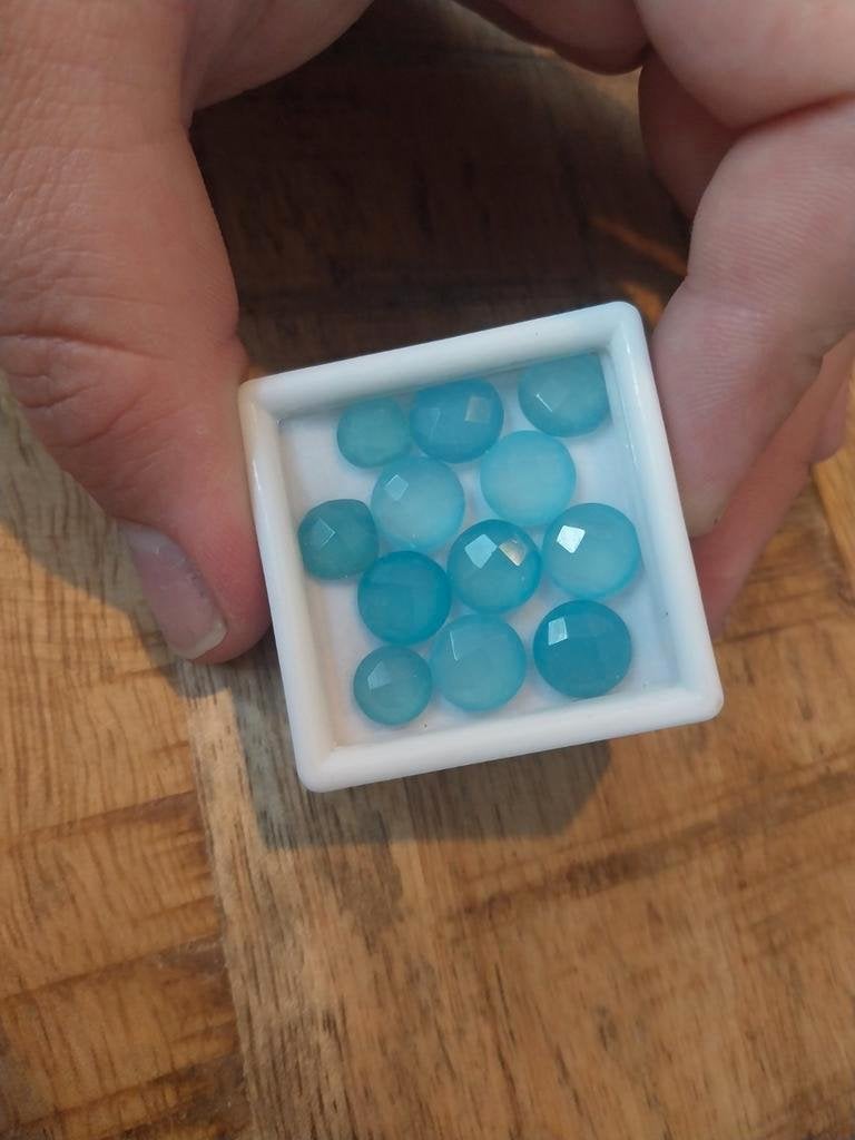Dubbel roos geslepen blauwe agaat, Ophalen of Verzenden, Zo goed als nieuw