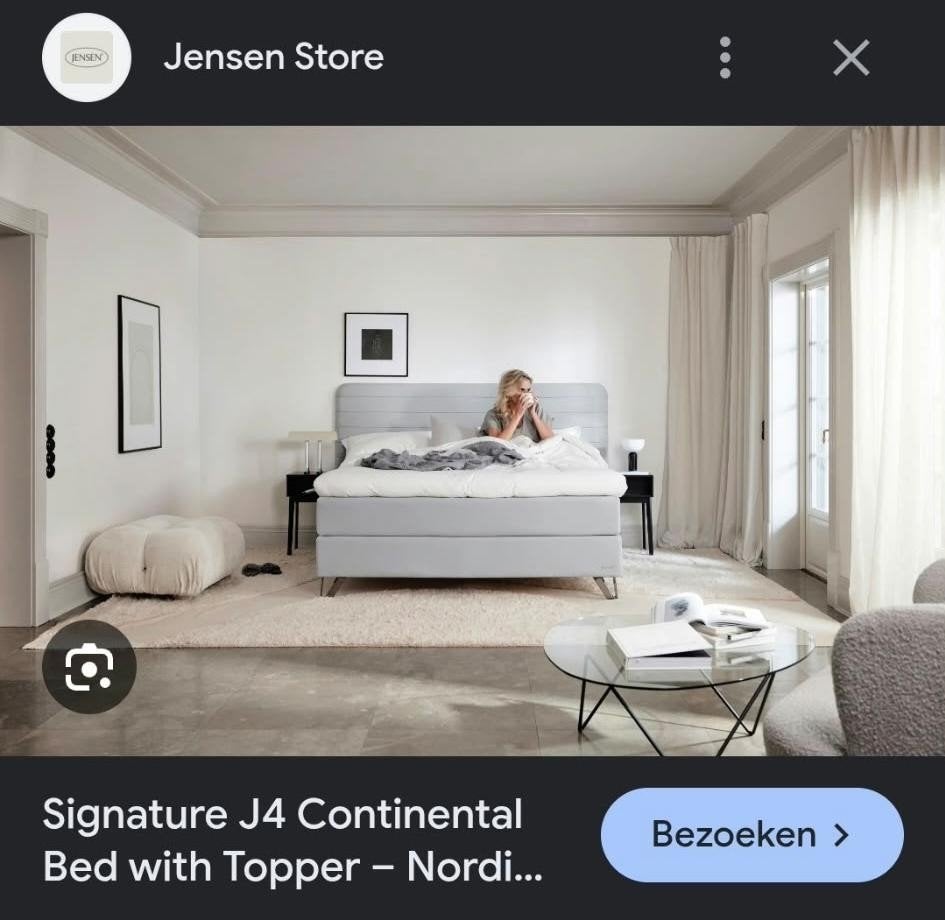 Jensen Signature J4 Continental Bed met Topper, Ophalen, 210 cm, Tweepersoons, Zo goed als nieuw